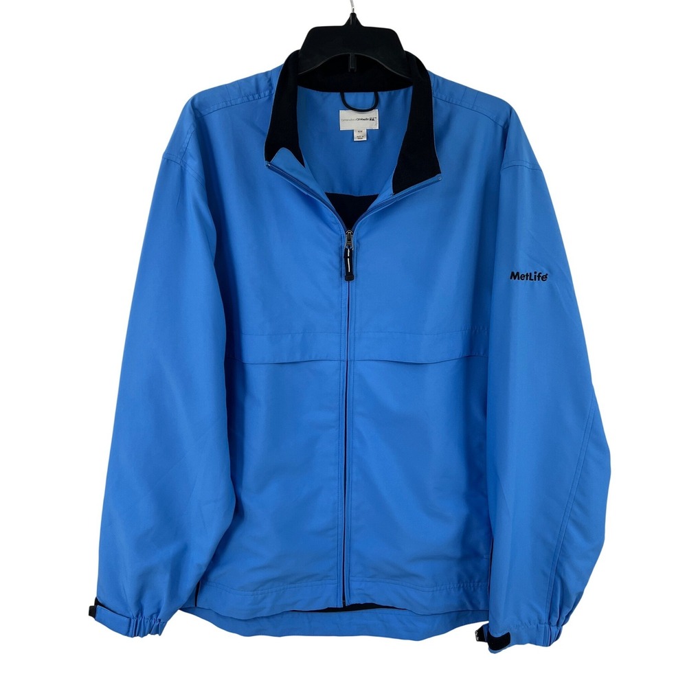 Cutter & Buck‎ Metlife Golf Windbreaker Jacket Mens M Blue Full Zip Windtec